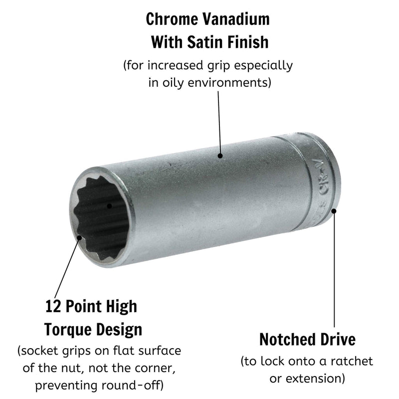 Teng Tools 1/2" Deep Socket 12 pt Metric 13mm Teng Tools - Dynamic Drive