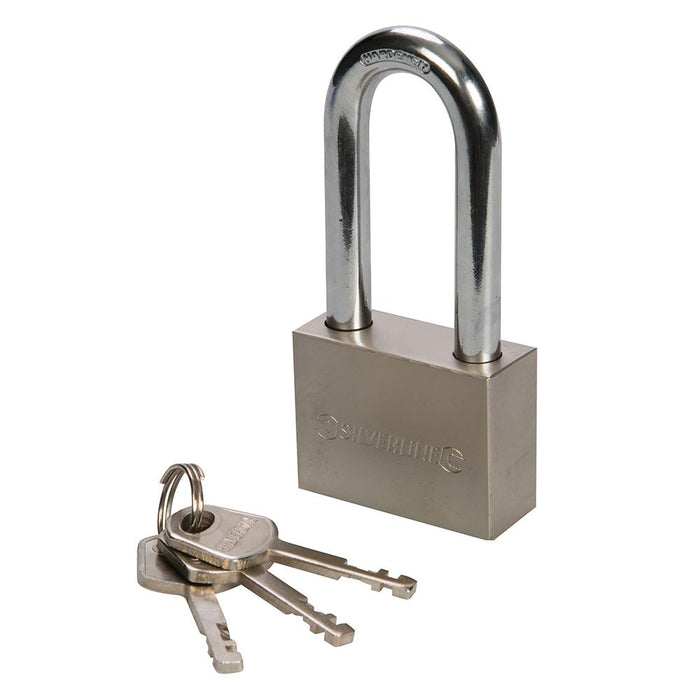 Silverline Steel Padlock Long Shackle 50mm Silverline - Dynamic Drive