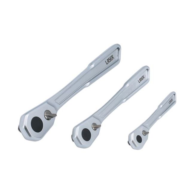 Laser Slim Handle Ratchet Set 1/4"D, 3/8"D, 1/2"D 3pc 7937 Laser - Dynamic Drive