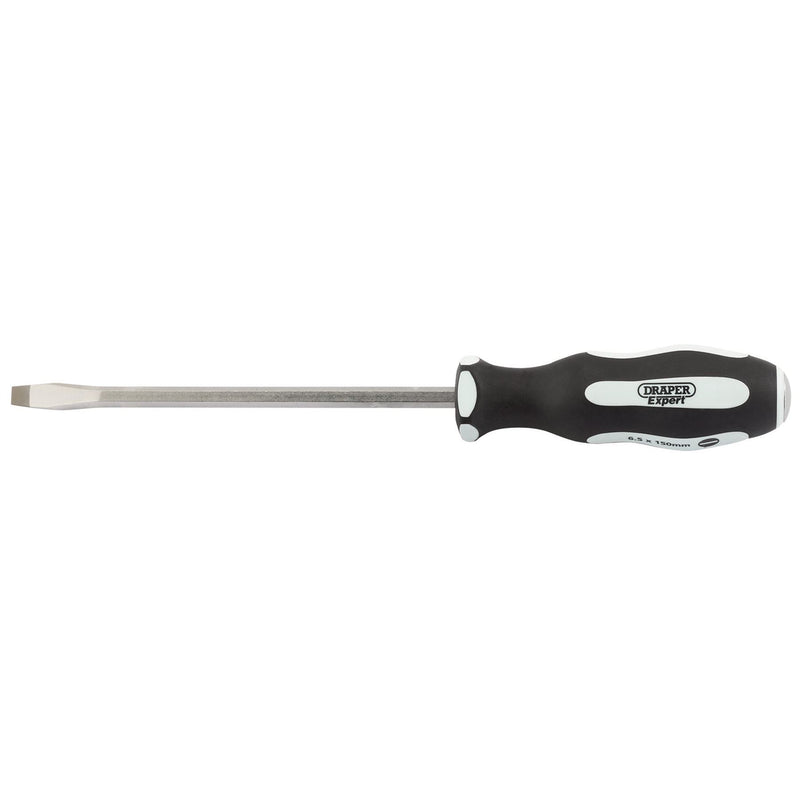 Draper 'Pound Thru' Plain Slot Soft Grip Screwdriver, 6.5 x 150mm 35183 Draper - Dynamic Drive