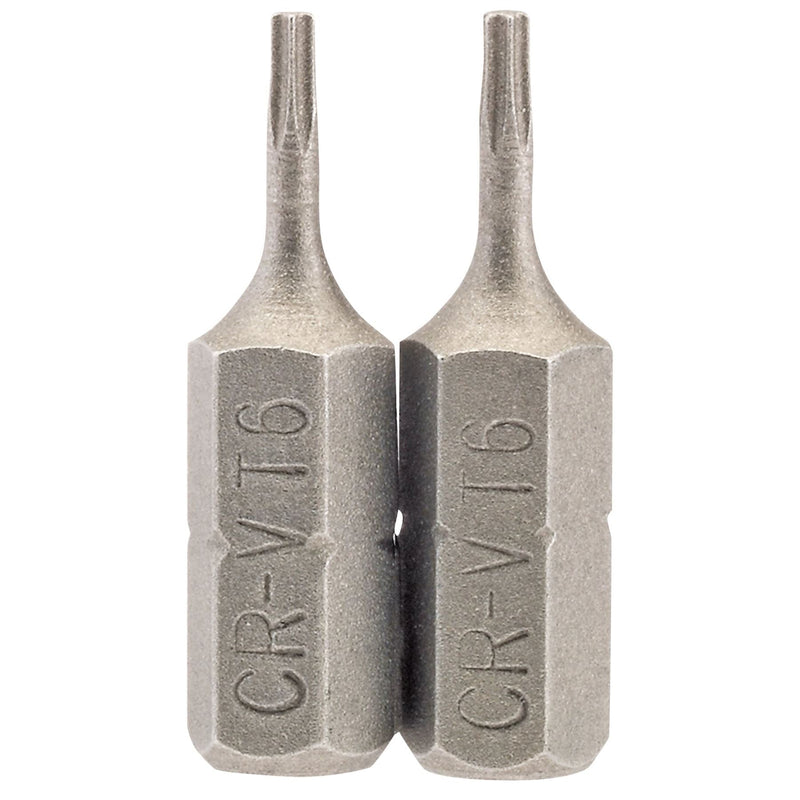 Draper TX-STAR Insert Bit, 1/4" Hex, 25mm Long, T6 (Pack of 2) Draper - Dynamic Drive