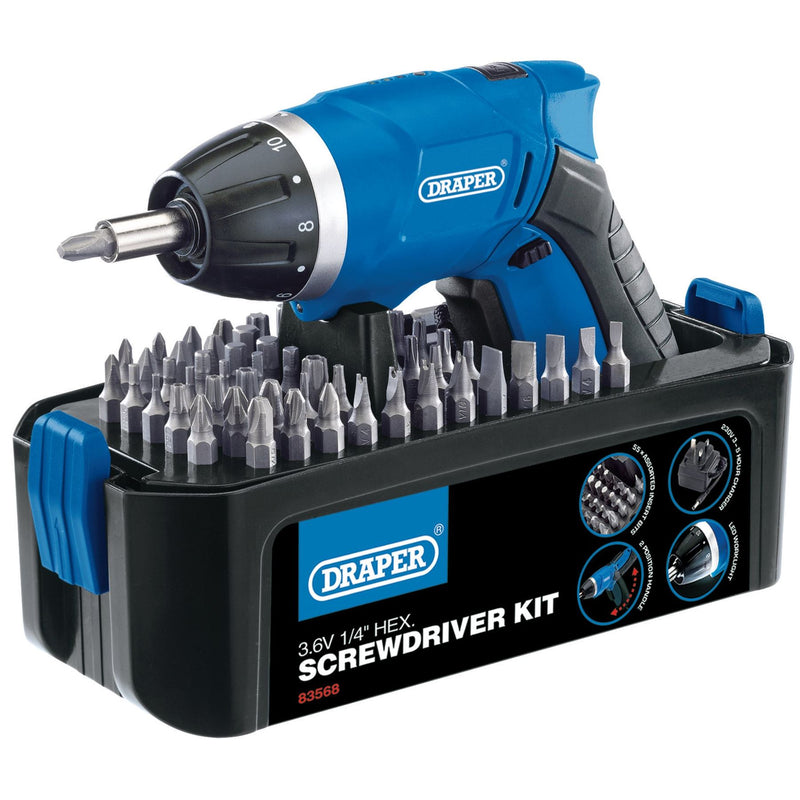 Draper 3.6V Cordless Li-ion Screwdriver Kit 83568 Draper - Dynamic Drive