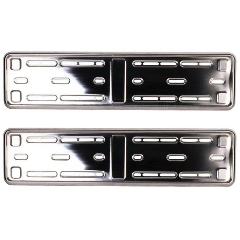 2x E-Tech Stainless Steel Car Registration Number Plate Holder Surround Frame E-Tech - Dynamic Drive