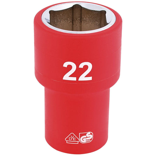 Draper Fully Insulated VDE Socket, 1/2" Sq. Dr., 22mm 31951 Draper - Dynamic Drive