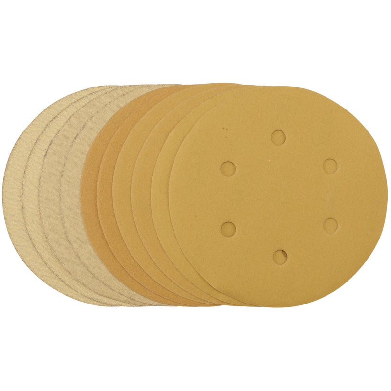 Draper Gold Sanding Discs with Hook & Loop, 150mm, Assorted Grit - 120G, 180G, 2 Draper - Dynamic Drive