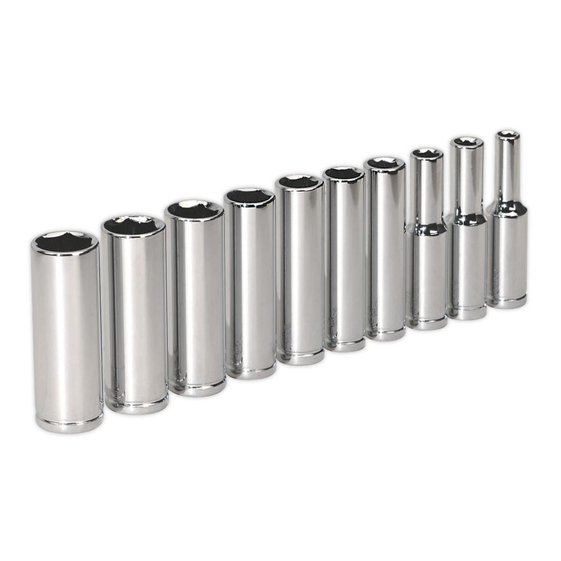Siegen by Sealey Socket Set 10Pc 1/4Inchsq Drive 6Pt Deep Walldrive M Siegen by Sealey - Dynamic Drive