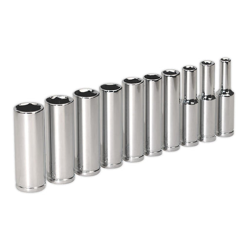 Siegen by Sealey Socket Set 10Pc 1/4Inchsq Drive 6Pt Deep Walldrive M Siegen by Sealey - Dynamic Drive