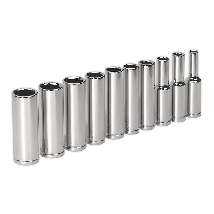 Siegen by Sealey Socket Set 10Pc 1/4Inchsq Drive 6Pt Deep Walldrive M Siegen by Sealey - Dynamic Drive