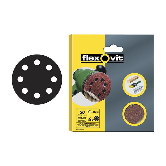 Flexovit Hook & Loop Sanding Disc 115mm Medium 80G (Pack 6) Flexovit - Dynamic Drive