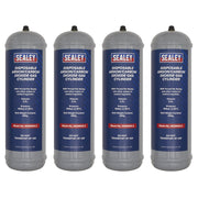 Sealey Disposable Argon/Carbon Dioxide Gas Cylinder 430g, 2.2L - Pack of 4 Sealey - Dynamic Drive