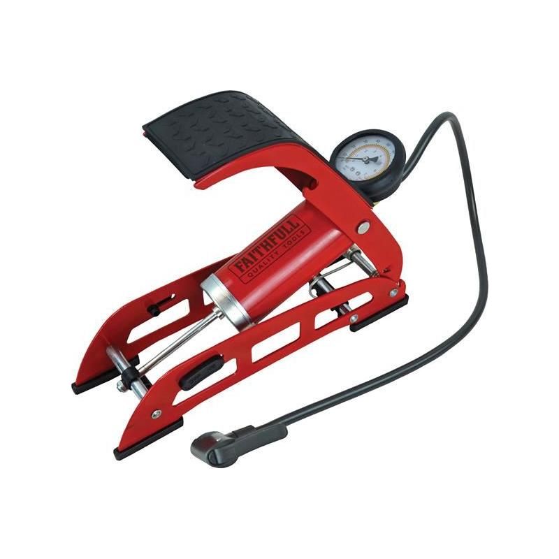 Faithfull Foot Pump Single Cylinder with Gauge Faithfull - Dynamic Drive