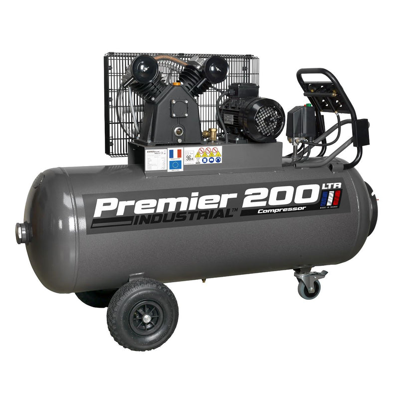 Sealey Air Compressor 200L Belt Drive 3hp with Front Control Panel 415V 3ph Sealey - Dynamic Drive