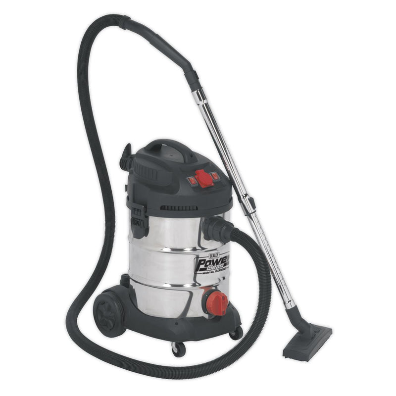 Sealey Vacuum Cleaner Industrial 30L 1400W/230V Stainless Drum Auto Start Sealey - Dynamic Drive