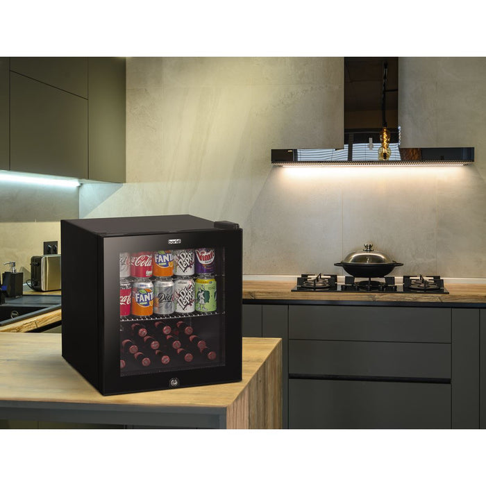 Baridi 50L Table Top Beer & Drinks Mini Fridge 3-10C Light Black & Glass Baridi  - Dynamic Drive