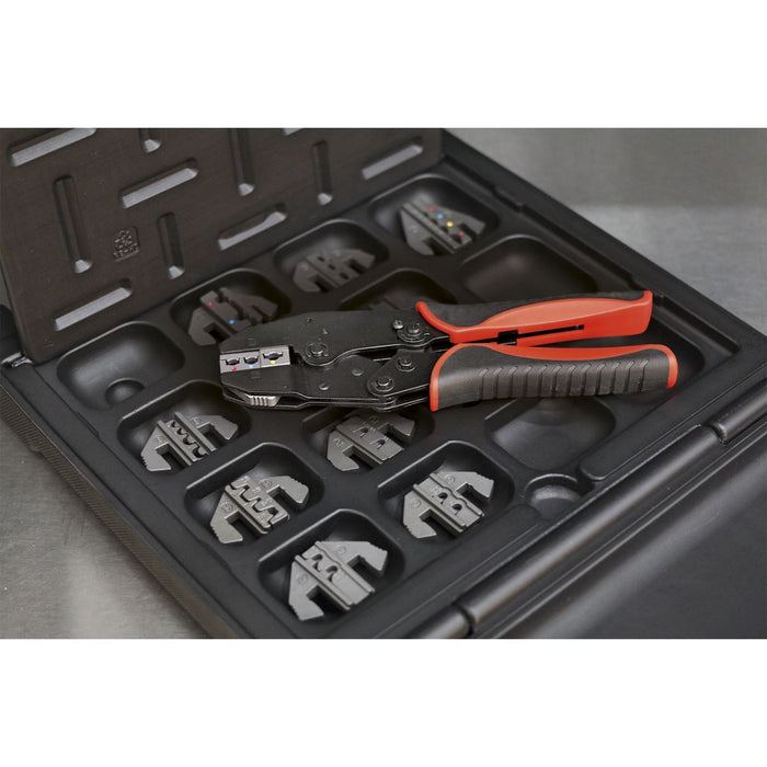 Sealey Ratchet Crimping Tool with Jaws and Storage Case AK3858COMBO Sealey - Dynamic Drive