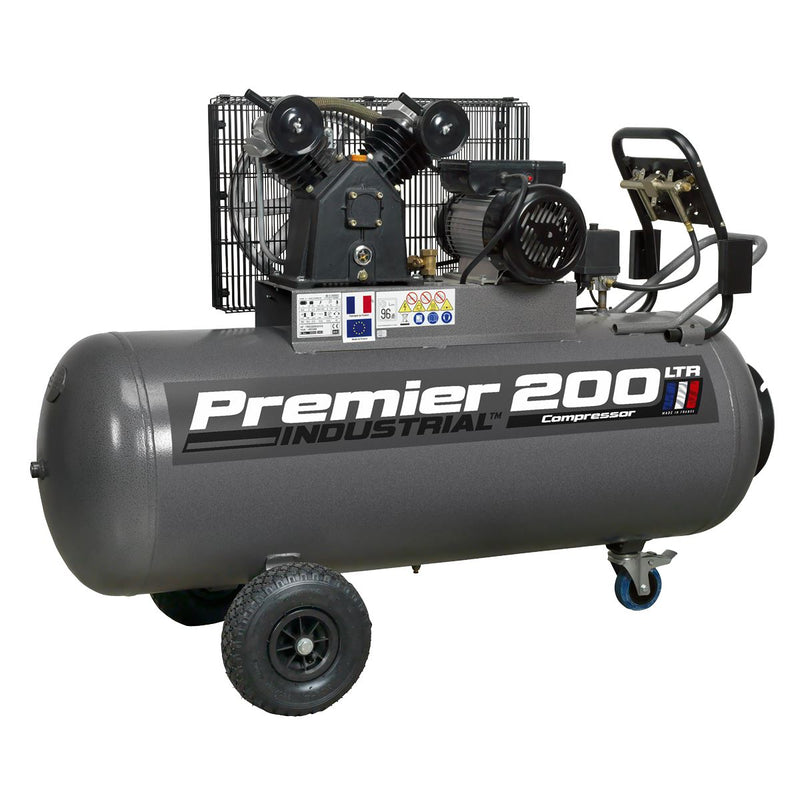Sealey Air Compressor 200L Belt Drive 3hp with Front Control Panel SAC3203B Sealey - Dynamic Drive