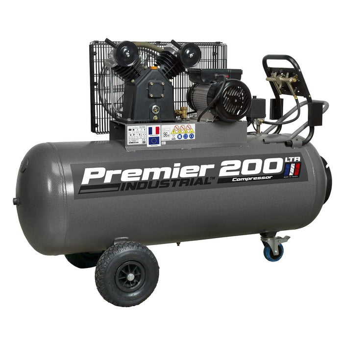 Sealey Air Compressor 200L Belt Drive 3hp with Front Control Panel SAC3203B Sealey - Dynamic Drive