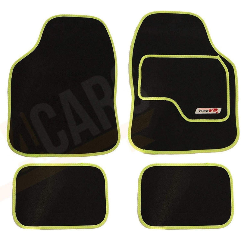 Saxon VR Green Embroidered Edging Car Mat Set (Front & Rear) Universal Sakura  - Dynamic Drive