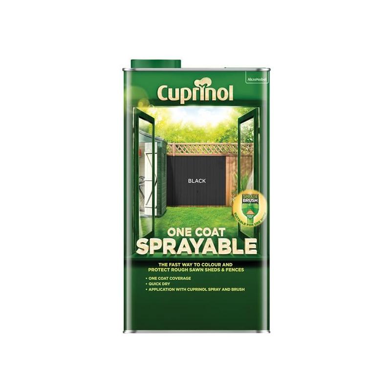 Cuprinol One Coat Sprayable Fence Treatment Black 5 litre Cuprinol - Dynamic Drive