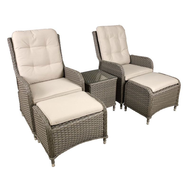 Dellonda Chester Rattan Wicker Outdoor Recliner Loungers & Table Set 5pc Dellonda - Dynamic Drive
