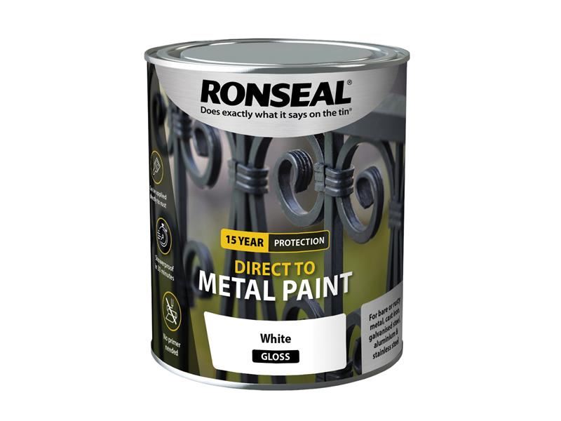 Ronseal Direct to Metal Paint White Gloss 750ml Ronseal - Dynamic Drive