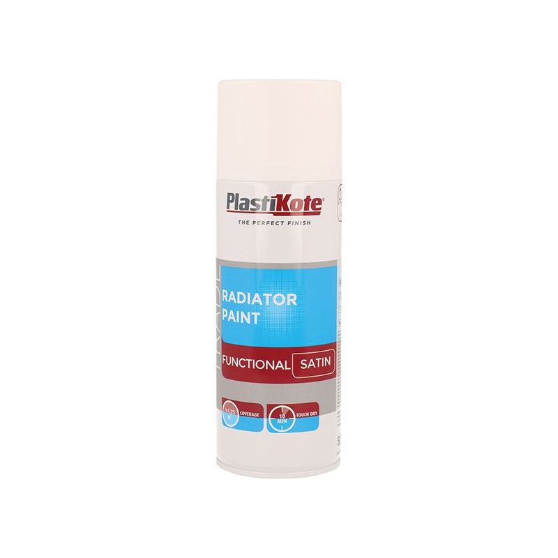 Plastikote Trade Radiator Spray Paint Satin White 400ml PlastiKote - Dynamic Drive