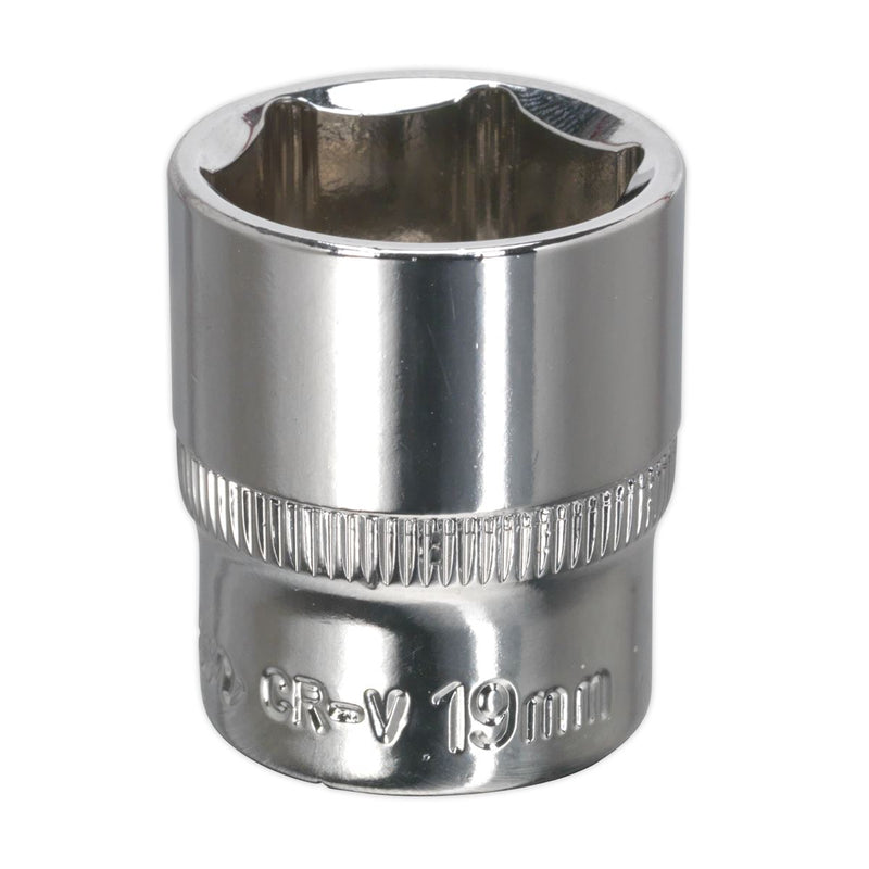 Sealey WallDrive Socket 19mm 3/8"Sq Drive Fully Polished SP3819 Sealey - Dynamic Drive