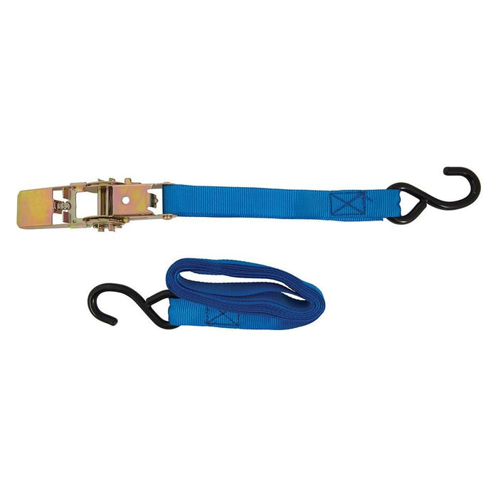 Silverline Ratchet Tie Down Strap S-Hook 4.5m x 25mm Rated 250kg Capacity 500kg Silverline - Dynamic Drive