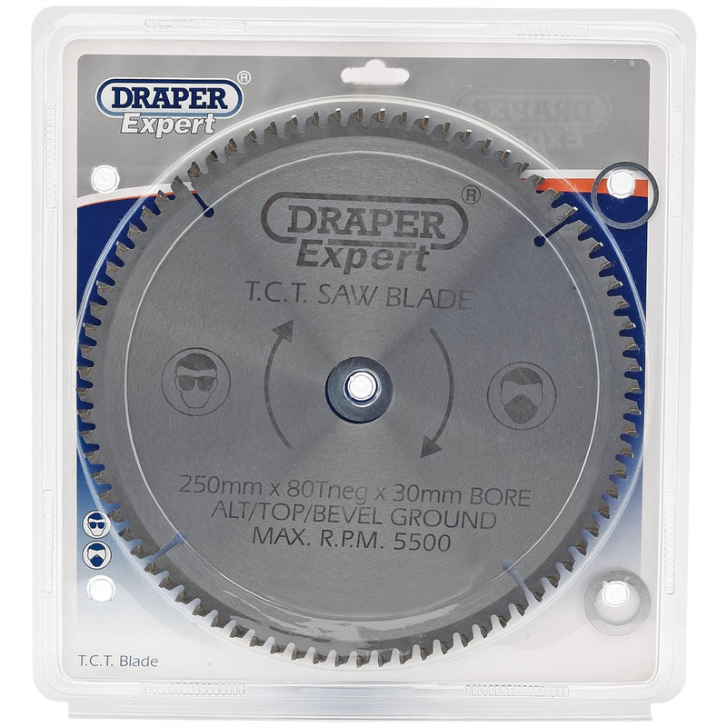 Draper Expert TCT Saw Blade Neg, 250 x 30mm, 80T 09490 Draper - Dynamic Drive