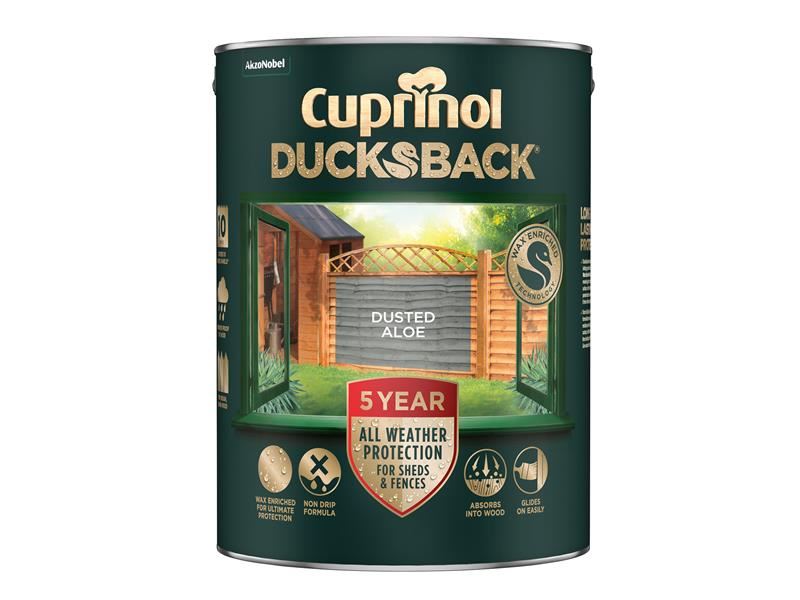 Cuprinol Ducksback 5 Year Waterproof for Sheds & Fences Dusted Aloe 5 litre Cuprinol - Dynamic Drive