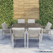 Dellonda Set of 6 Fusion Garden/Patio Dining Chairs with Armrests - Light Grey Dellonda  - Dynamic Drive