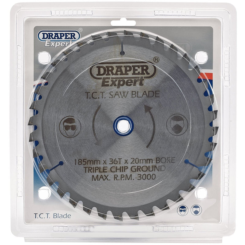 Draper Expert TCT Saw Blade, 185 x 20mm, 36T 03637 Draper - Dynamic Drive
