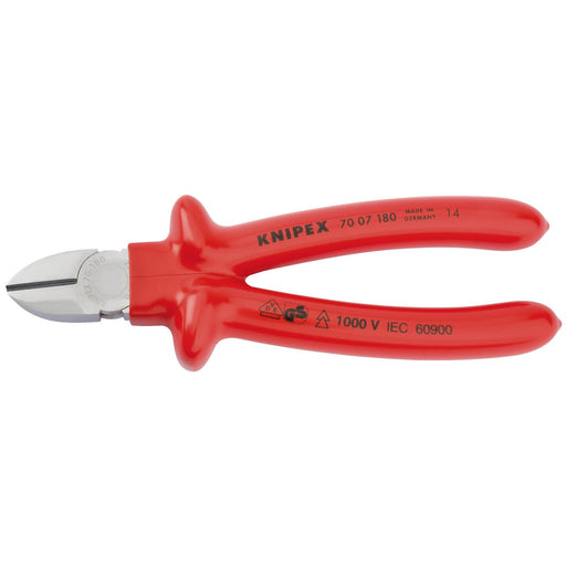 Draper Knipex 70 07 180 Fully Insulated S Range Diagonal Side Cutter, 180mm Draper - Dynamic Drive