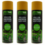3x Autotek Yellow Filler Primer 500ML High Covering Spray Paint Professional Autotek  - Dynamic Drive