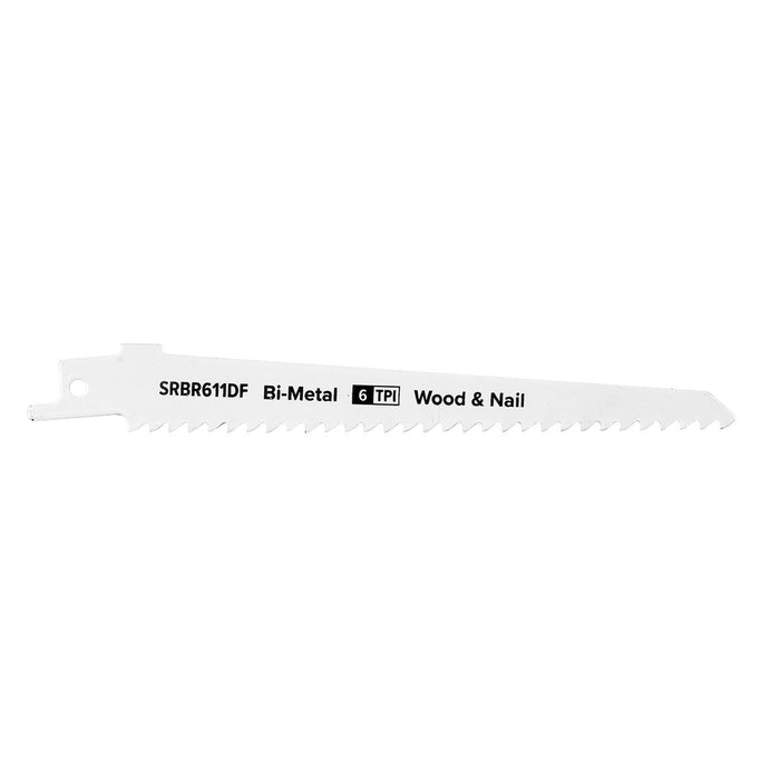 Sealey Reciprocating Saw Blade Wood & Nail 150mm 6tpi Pack of 5 SRBR611DF Sealey - Dynamic Drive