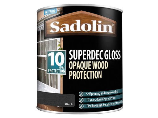 Sadolin Superdec Opaque Wood Protection Black Gloss 1 litre Sadolin - Dynamic Drive
