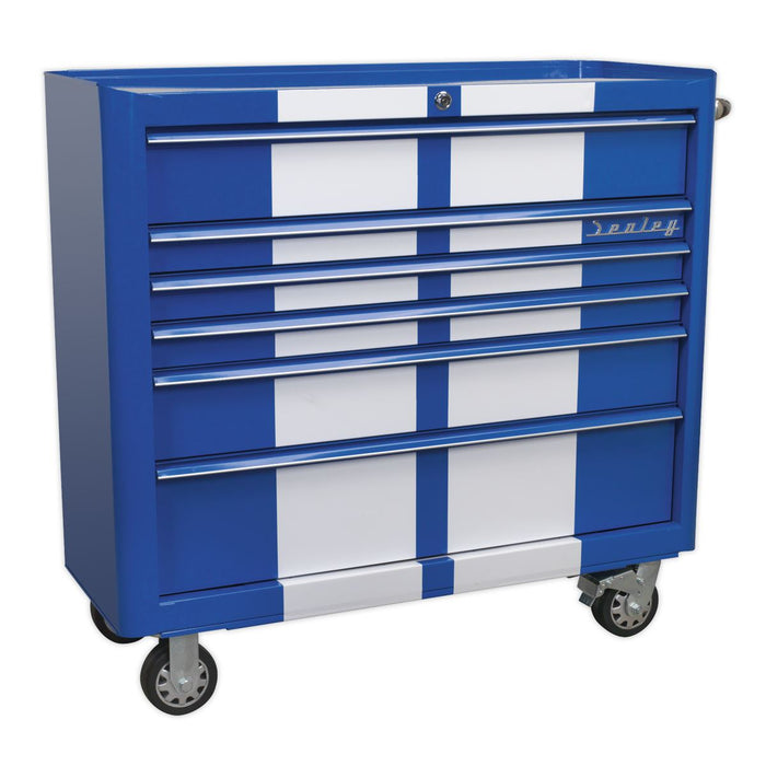 Sealey Retro Style Extra-Wide Topchest & Rollcab Combination 10 Drawer Blue/Whit Sealey - Dynamic Drive