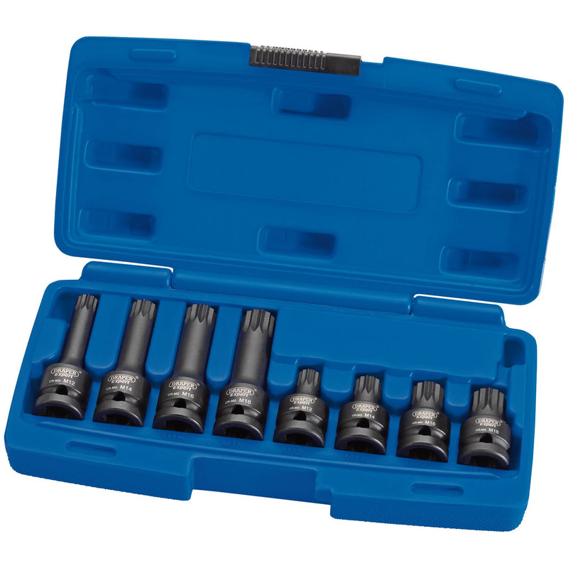 Draper Tamper Proof Impact Spline Set, 1/2" Sq. Dr. (8 Piece) 49460 Draper - Dynamic Drive
