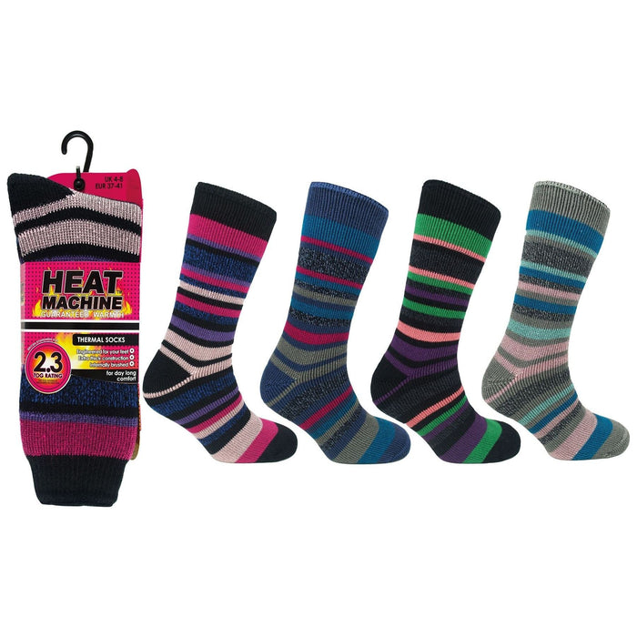 Ladies thermal insulated striped socks (assorted colours) 2628 UK Camping And Leisure - Dynamic Drive