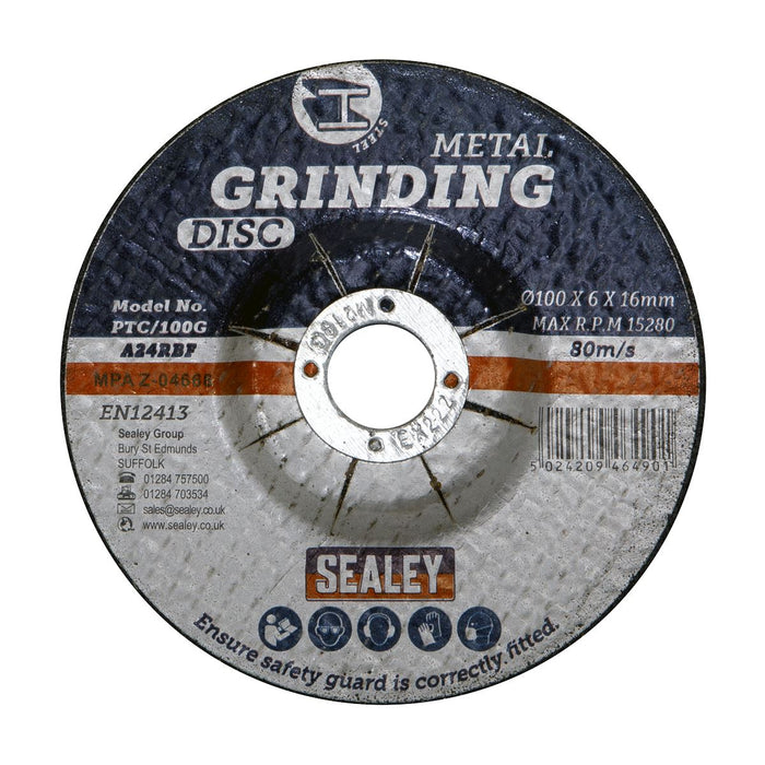 Sealey Grinding Disc100 x 6mm16mm Bore PTC/100G Sealey - Dynamic Drive