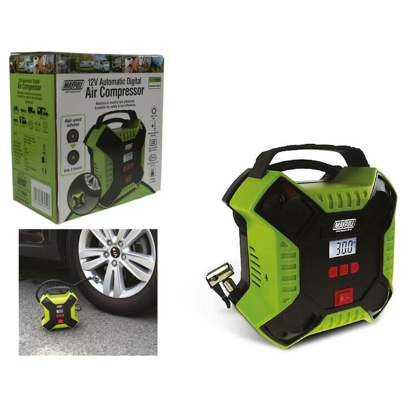 Maypole MP7950 12v Automatic Digital Car Bike Tyre Air Compressor Inflator Pump Maypole - Dynamic Drive
