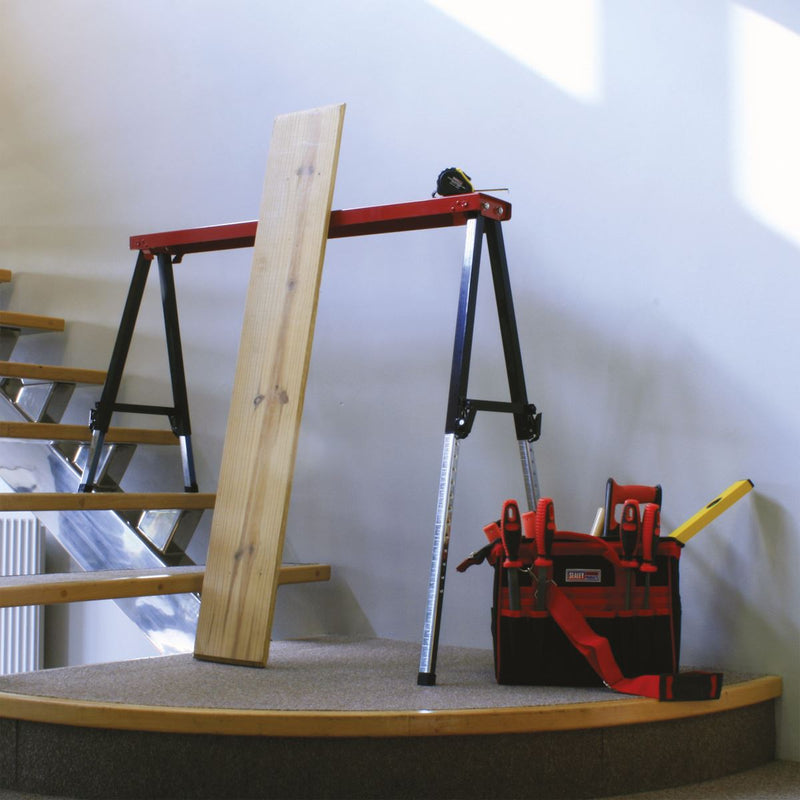 Sealey Fold Down Trestle with Adjustable Legs - Pair FTAL12 Sealey - Dynamic Drive