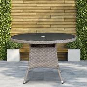 Dellonda Chester Rattan Wicker Round Outdoor Dining Table Tempered Glass Top Dellonda - Dynamic Drive