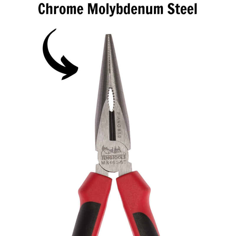 Teng Tools Long Nose Plier TPR Grip 170mm Teng Tools - Dynamic Drive