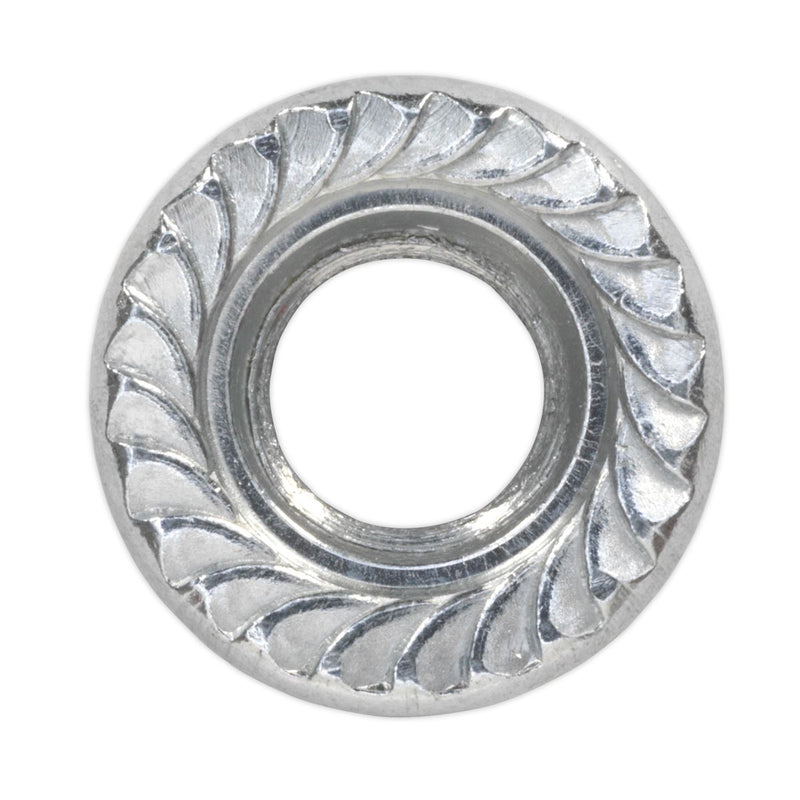 Sealey Flange Nut Serrated M8 Zinc DIN 6923 Pack of 100 FN8 Sealey  - Dynamic Drive