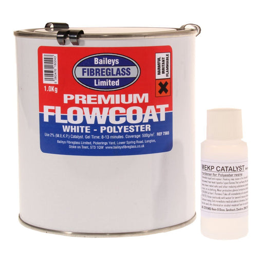 Baileys Fibreglass Flowcoat / Topcoat Brilliant White 1kg for Large Scale Fibre Baileys - Dynamic Drive