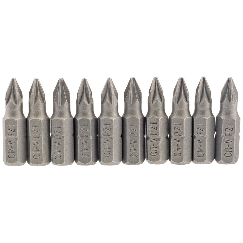 Draper PZ Type Insert Bit, 1/4" Hex, 25mm Long, No.1 (Pack of 10) 64047 Draper - Dynamic Drive