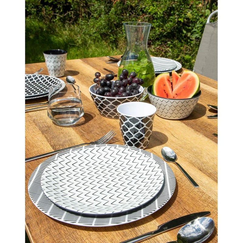 Bo-Camp Tableware Mix & Match Melamine 16 Pieces Black/White Bo-Camp - Dynamic Drive