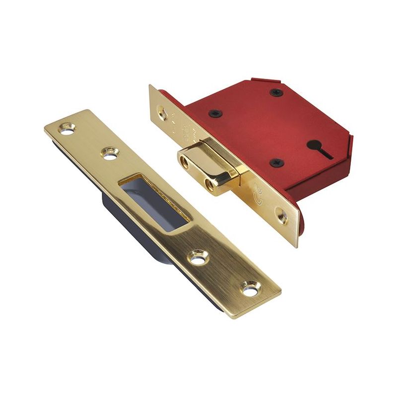 Union StrongBOLT 2103S 3 Lever Mortice Deadlock Polished Brass 68mm 2.5in Visi UNION - Dynamic Drive