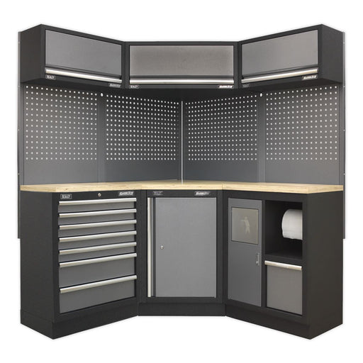 Sealey Superline Pro 1.6m Corner Storage System Wood Worktop APMSSTACK08W Sealey - Dynamic Drive